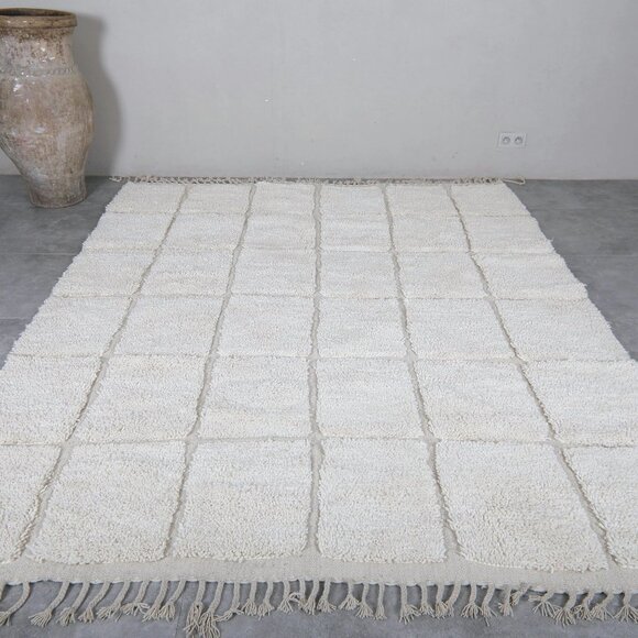 White Grid - Handcrafted Moroccan Wool Rug - 10ftx8ft - Picture 9 of 10